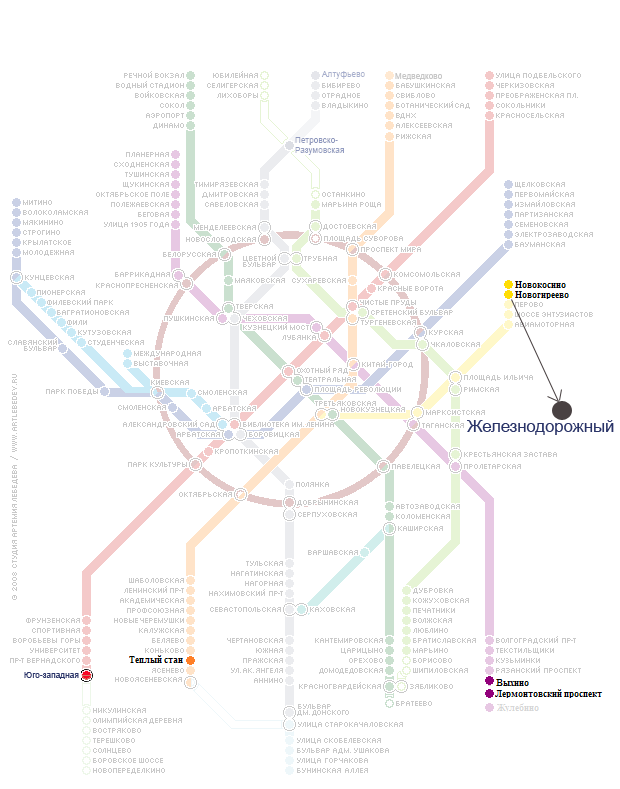 Карта метро с отображением офисов продаж